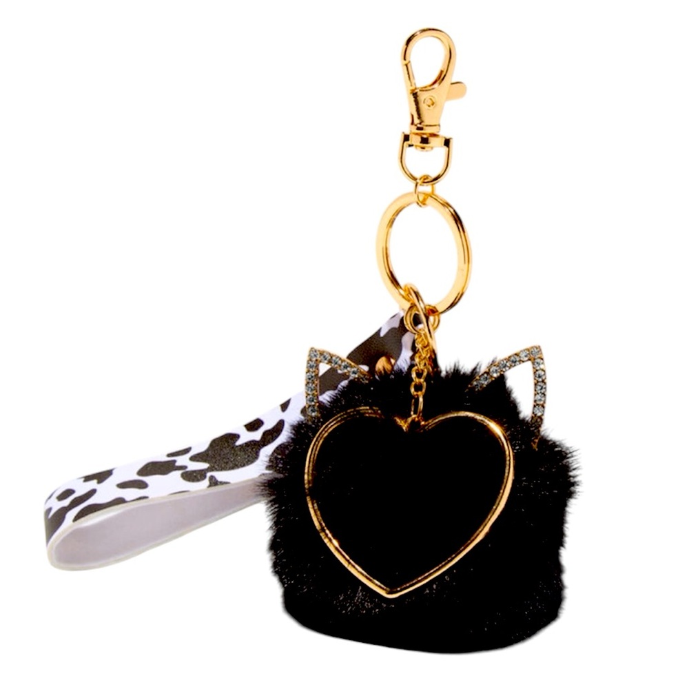 Black Cat Pom Pom Keychain - NWT